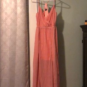 Bebe peach and gold dress